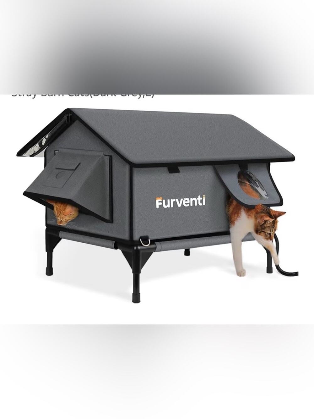 Outdoor Cat House Large Dark Grey Elevated Weatherproof Stray Barn
